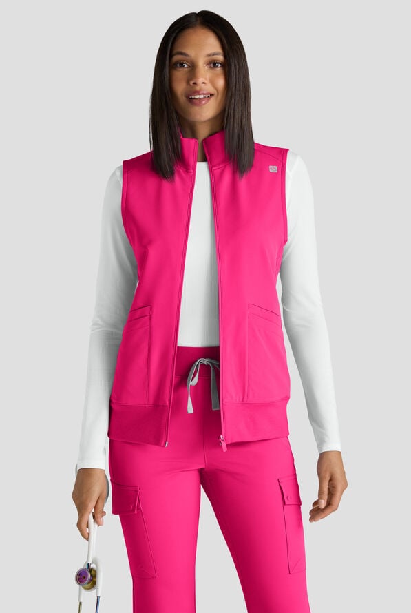 Chaleco médico ReSurge Ebro con cremallera y 6 bolsillos para mujer - Reactive Pink - 2