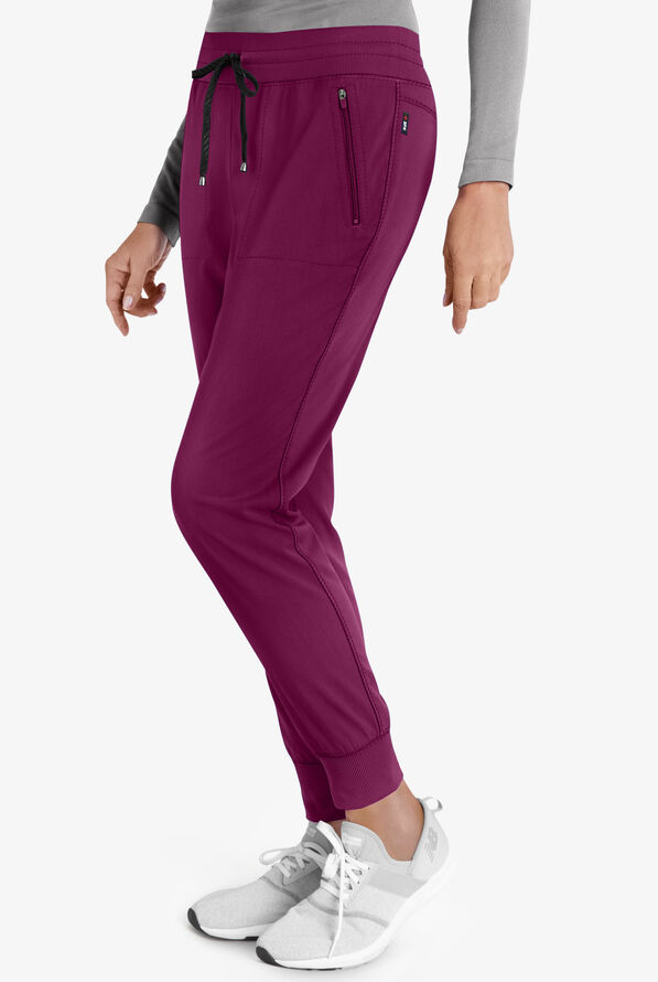 Grey's Anatomy by Barco Spandex STRETCH Eden Women's 5-Pocket Cargo Jogger Scrub Pants - Petite - Wine - 3