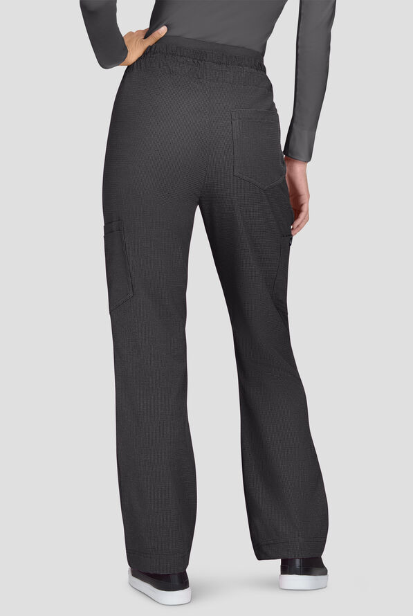 koi Solis Freda Women's 8-Pocket STRETCH Rib-Knit Double Waist Straight Leg Cargo Scrub Pant - Charcoal - 4