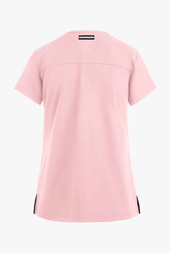 koi Next Gen Hustle and Heart Women's 3-Pocket STRETCH V-Neck Scrub Top - Pink Dream - 3