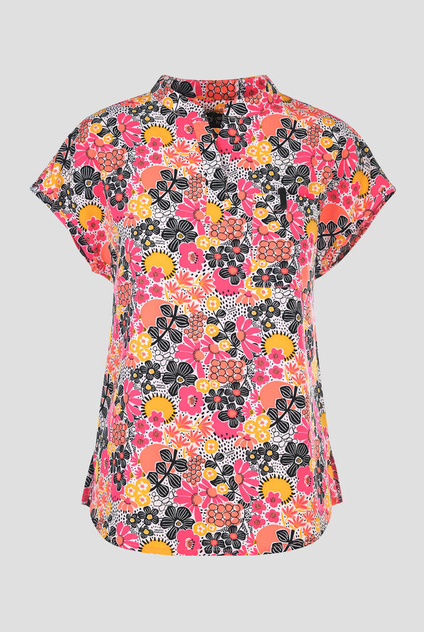 koi Basics Susani Floral Women's 1-Pocket STRETCH V-Neck Print Scrub Top - null - 1