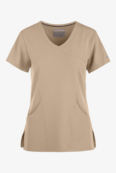 Skechers by Barco Reliance Women's 3-Pocket STRETCH Mock Wrap Scrub Top