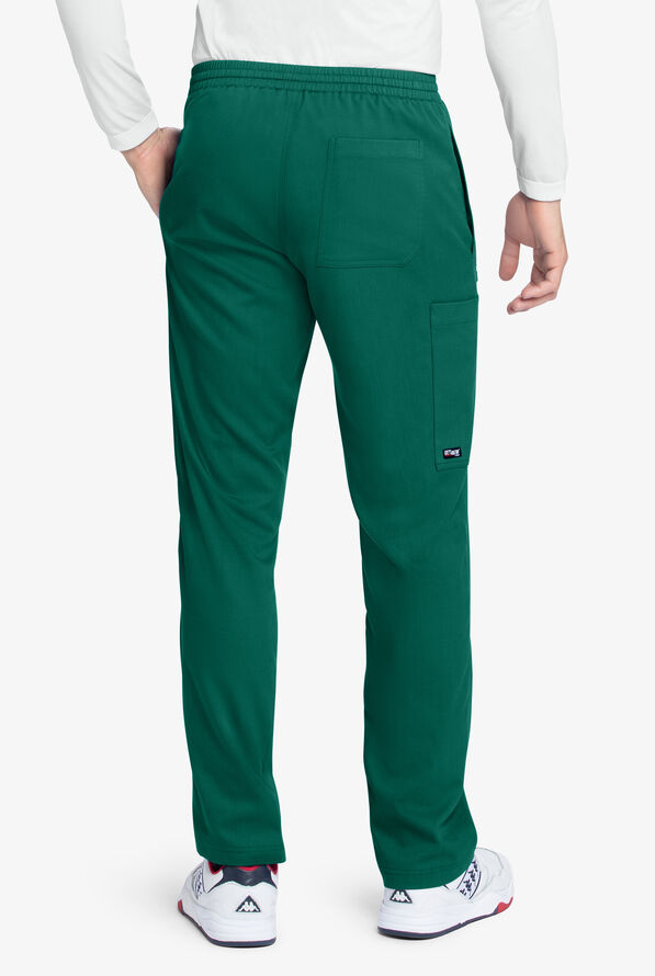 Grey's Anatomy by Barco Men's 5-Pocket Elastic Waist Zip Fly Cargo Scrub Pants - Hunter - 3