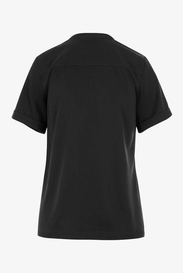 HH Works by Healing Hands Macy Women's 1-Pocket STRETCH Mandarin Collar Tuck In Scrub Top - Black - 2