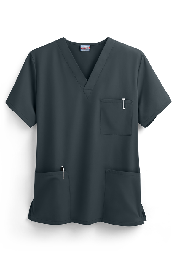Blusa m&eacute;dica unisex Cherokee Workwear con 3 bolsillos y cuello en V - Pewter - 1