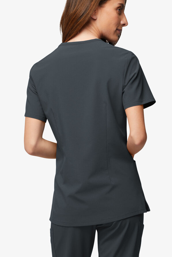 Easy Stretch EcoGrid Alana Women's 3-Pocket Scrub Top - Pewter - 5