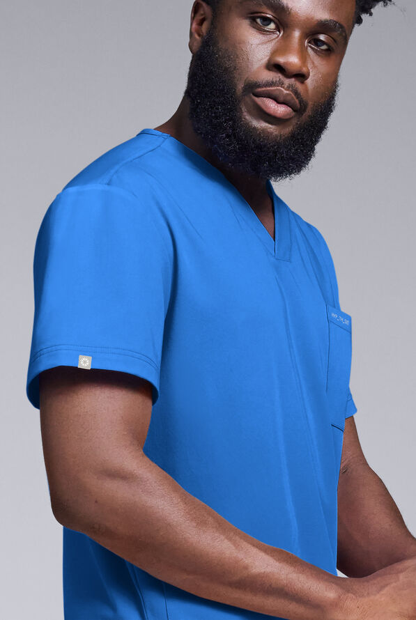Hypothesis S-R Shift Ready Men's 4-Pocket V-Neck Scrub Top - Royal - 4