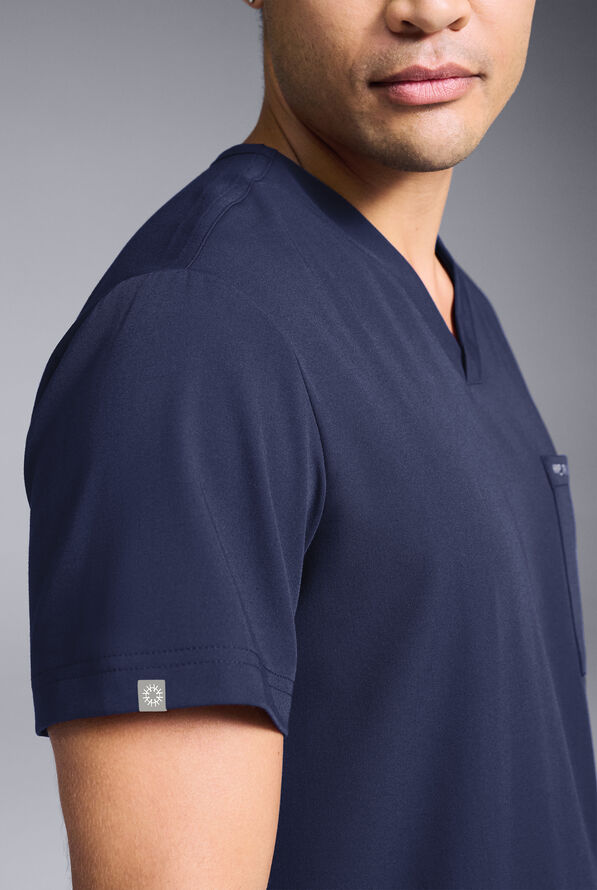 Camisa m&eacute;dica Hypothesis S-R Shift Ready con cuello en V y 4 bolsillos para hombre - Navy - 4