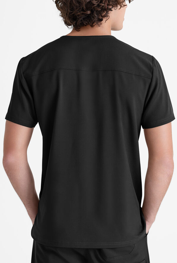 Grey's Anatomy by Barco Evolve STRETCH Journey Men's 1-Pocket Tuck In V-Neck Scrub Top - Black - 3