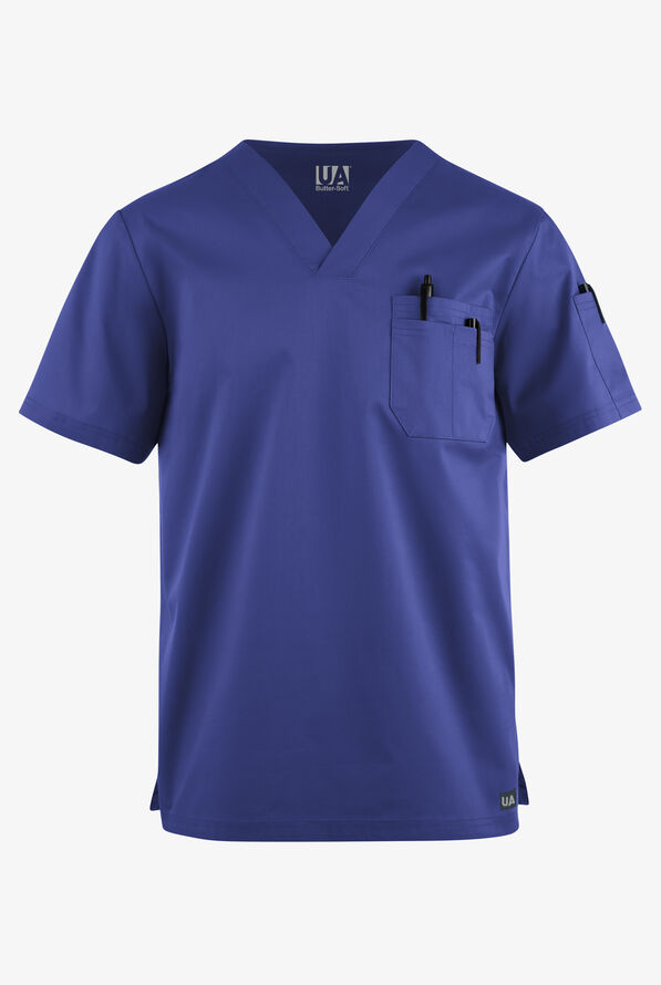 Butter-Soft STRETCH Men's 4-Pocket V-Neck Scrub Top - Galaxy - 1