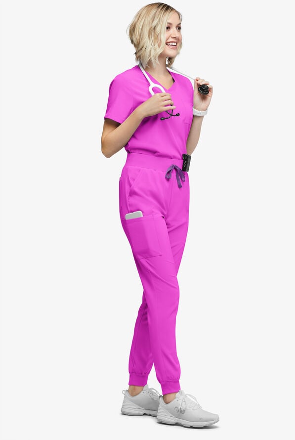 Easy STRETCH Olivia Women's 7-Pocket Slim Leg Jogger Scrub Pants - Electric Fuchsia - 5