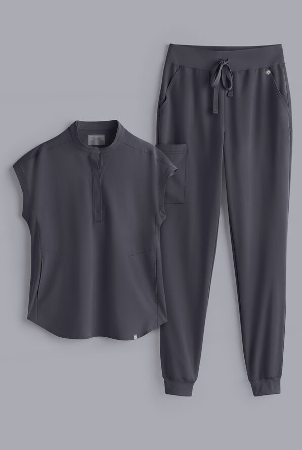 Hypothesis Women's Dolman & Jogger Scrub Set - Pewter - 1