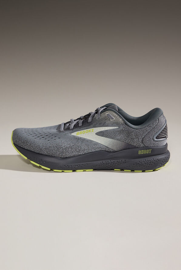 Brooks Men's Ghost 16 Primer/Grey/Lime Athletic Lace Up Nursing Shoes - Grey - 1
