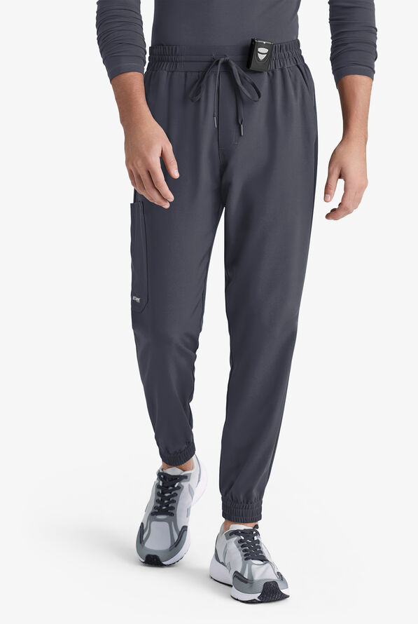 Grey's Anatomy by Barco Evolve STRETCH Voyager Men's 5-Pocket Cargo Jogger Scrub Pants - Steel Gray - 1