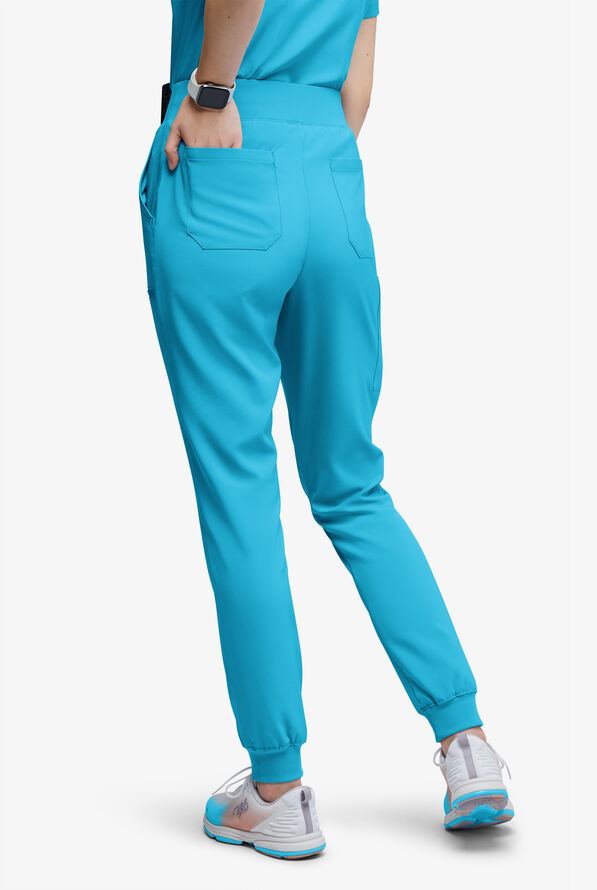 Easy STRETCH Olivia Women's 7-Pocket Slim Leg Jogger Scrub Pants - Tall - Turquoise - 4