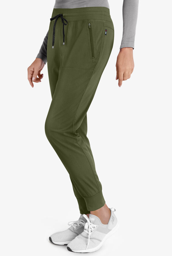 Grey's Anatomy by Barco Spandex STRETCH Eden Women's 5-Pocket Cargo Jogger Scrub Pants - Petite - Olive - 3