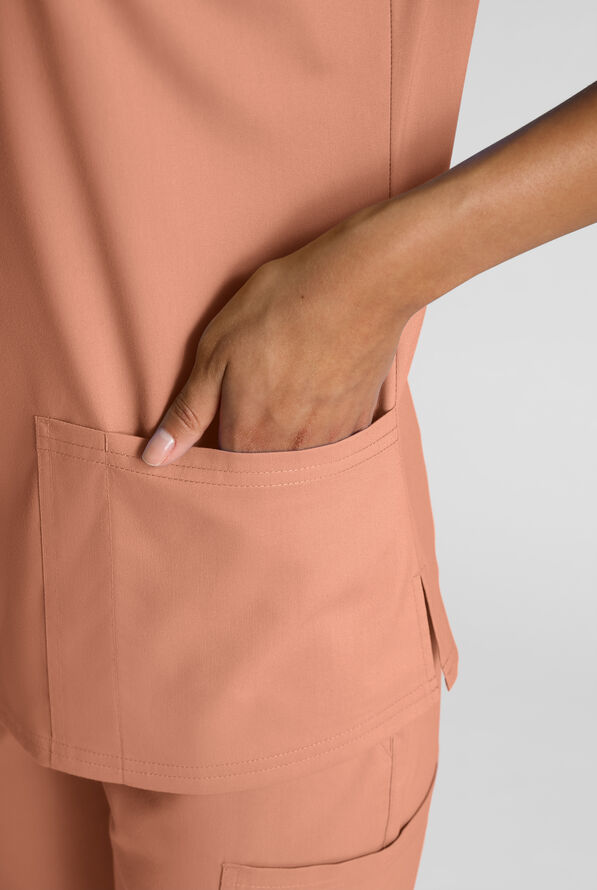 Butter-Soft STRETCH Women's 4-Pocket V-Neck Scrub Top - Terracotta - 6