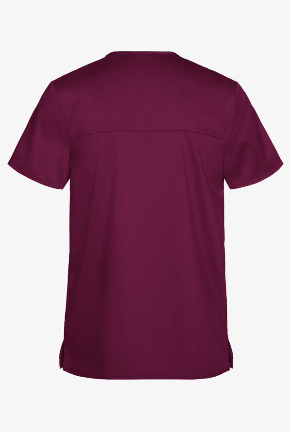 Cherokee Workwear Revolution Men's 3-Pocket STRETCH V-Neck Scrub Top - Wine - 3