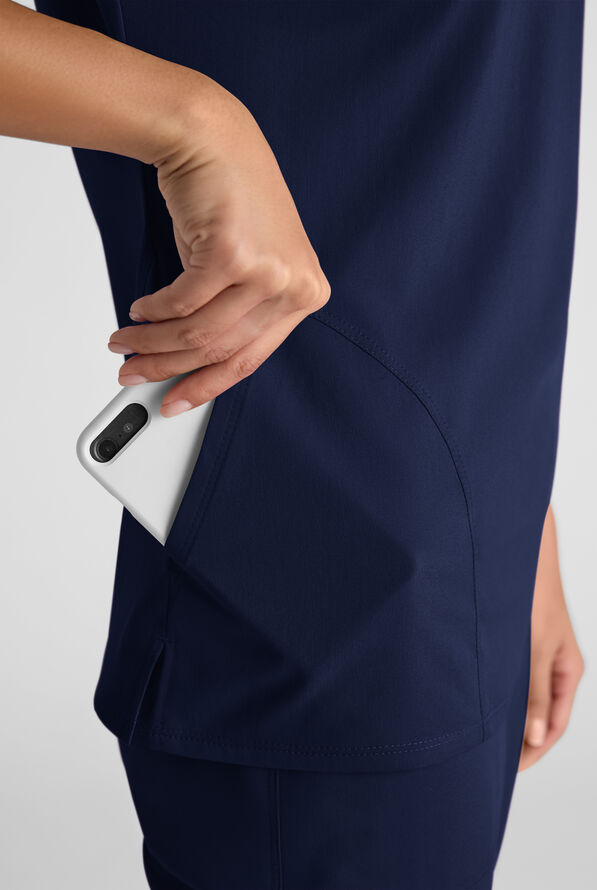 Grey's Anatomy by Barco Emerge Brylyn Women's 2-Pocket STRETCH Dolman Sleeve V-Neck Scrub Top - Indigo - 5