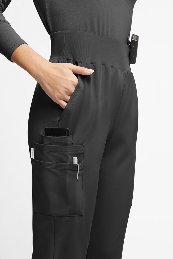 Pantalón médico WhisperLite Semira estilo cargo inspirado en el yoga con 11 bolsillos para mujer - Black - 4