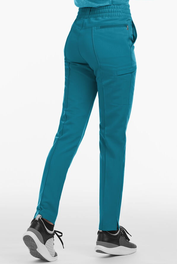 Movement by Butter-Soft Capricorn Women’s 7-Pocket Skinny Pintuck Scrub Pants - Caribbean Blue - 2