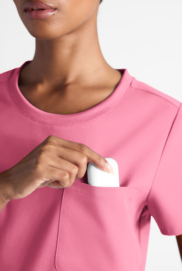 Blusa m&eacute;dica Grey's Anatomy by Barco Emerge STRETCH con cuello redondo y 1 bolsillo para mujer - Glow Pink - 4