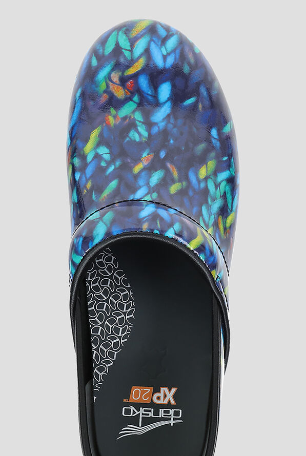Dansko Women's XP 2.0 Slip Resistant Blue Knit Patent Leather Clogs - null - 2