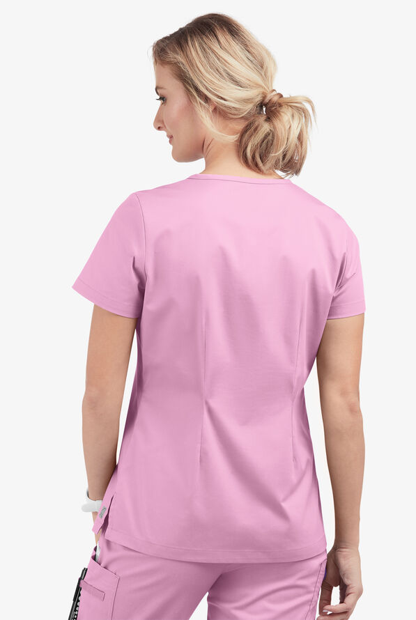 Blusa m&eacute;dica Butter-Soft STRETCH con cuello en V y 2 bolsillos para mujer - Sweet Rose - 4