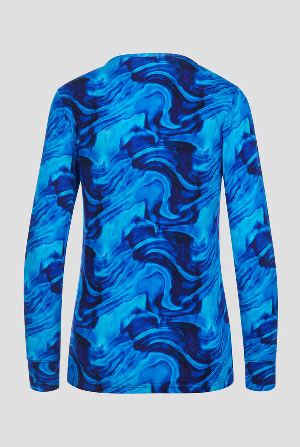 Wink Dreamy Daze Marble Women's STRETCH Long Sleeve Knit Print Underscrub - null - 2