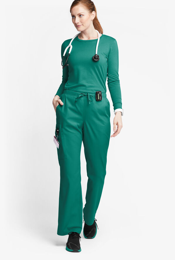 Butter-Soft Originals Women's 6-Pocket Mid Rise Flare Leg Scrub Pants - Tall - Hunter - 4