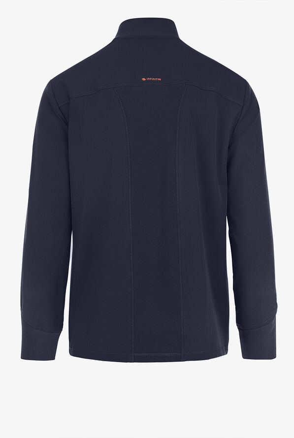 Infinity GNR8 Men's 4-Pocket STRETCH Rib-Knit Zip Front Scrub Jacket - Navy - 2
