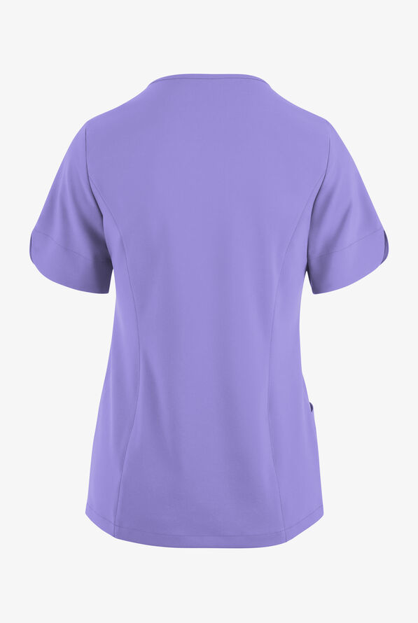 Easy STRETCH Aisha Women's 2-Pocket Sweetheart Neckline Scrub Top - Blueberry Crush - 4