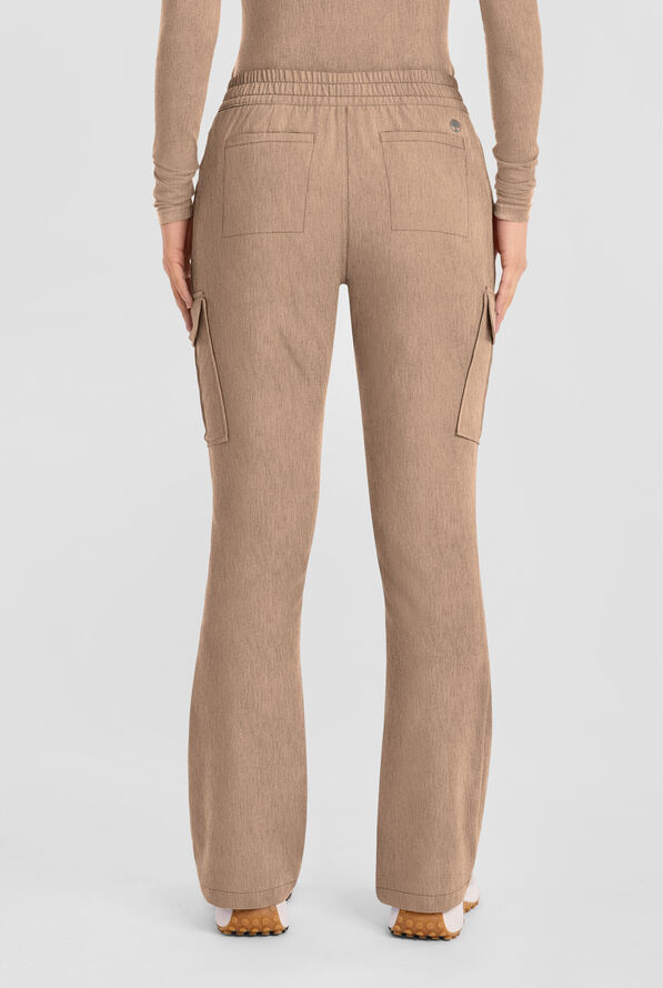 Healing Hands Quest Blair Women's 6-Pocket STRETCH Flare Leg Drawstring Cargo Scrub Pants - Petite - Desert Taupe - 4