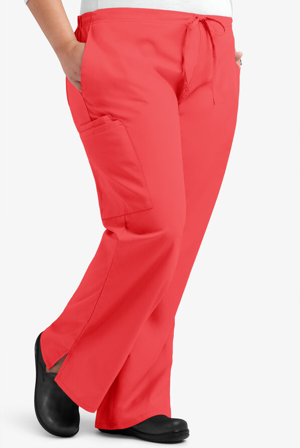 Butter-Soft Core Women's 4-Pocket Elastic Waist Back Drawstring Scrub Pants - Poppy - 4