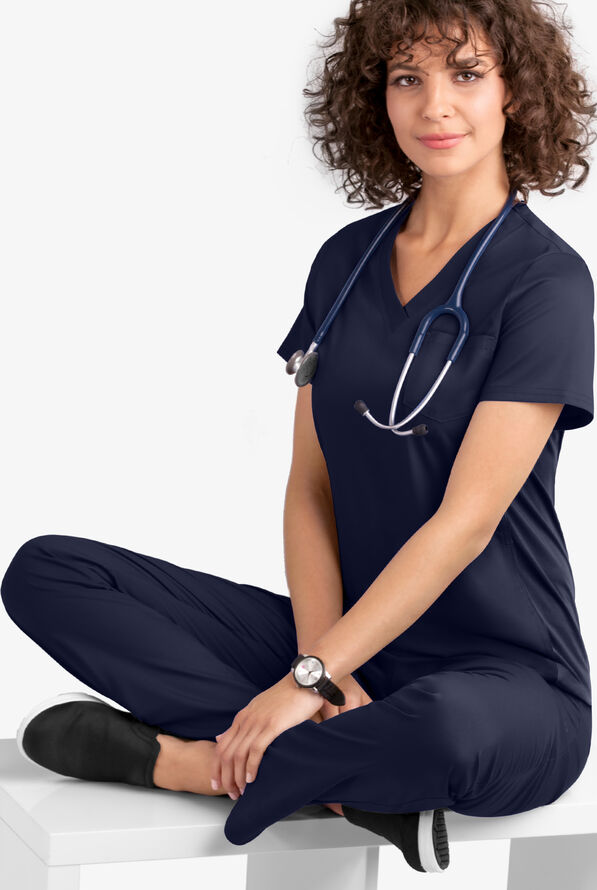 UA Flex2 VNeck Scrub Top with Knit Side Panels, Stretch Scrubs