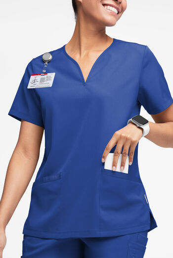 WhisperLite Dahlia Women's 4-Pocket Stretch Notched Neck Scrub Top