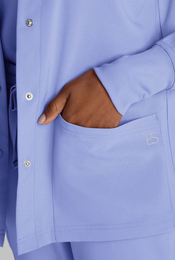 Chaqueta m&eacute;dica Easy STRETCH con botones a presi&oacute;n y 3 bolsillos para mujer - Ceil Blue - 4