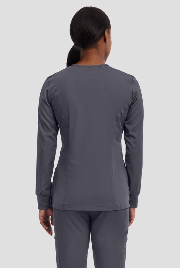 Healing Hands Purple Label Daisy Women's 4-Pocket STRETCH Scrub Jacket - Pewter - 3