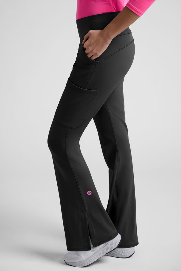 Pantal&oacute;n m&eacute;dico Med Couture Amp Knit STRETCH Petite estilo yoga con piernas acampanadas y 5 bolsillos para mujer - Black - 8