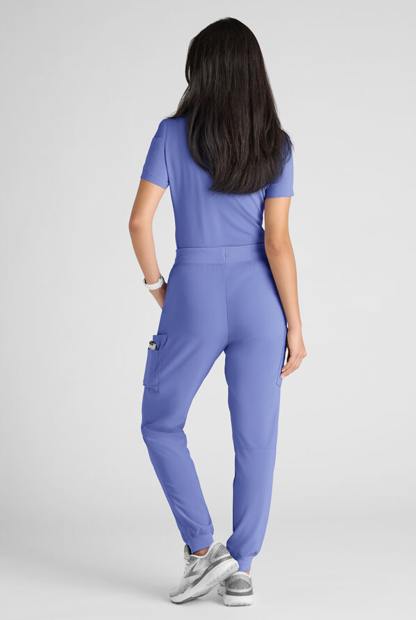 Conjunto de uniforme m&eacute;dico Easy STRETCH con 10 bolsillos para mujer - Ceil Blue - 3