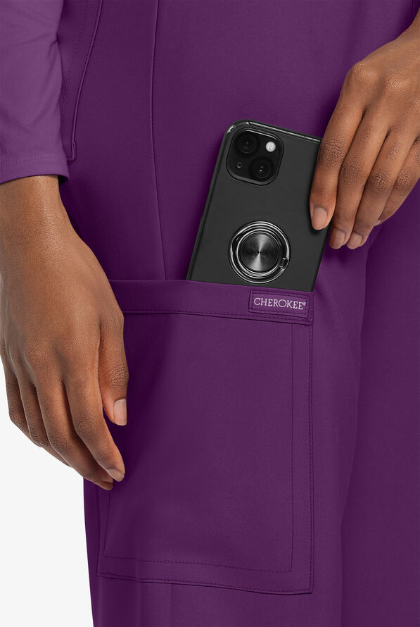 Cherokee Workwear Originals Ultra Unisex 3-Pocket Drawstring Straight Leg Scrub Pants - Eggplant - 3