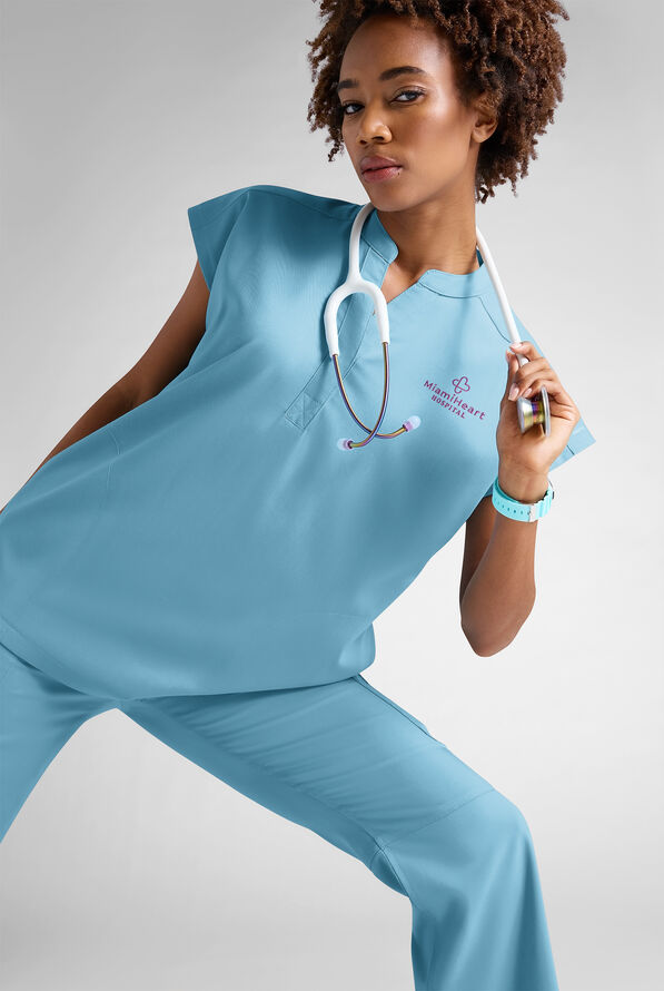 Healing Hands Purple Label Journey Women's 2-Pocket STRETCH Dolman Sleeve Mandarin Collar Scrub Top - Royal - 6