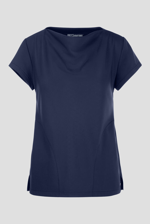 Blusa médica Grey's Anatomy™ by Barco Spandex Marisol STRETCH con cuello desbocado y mangas casquillo para mujer - Indigo - 1