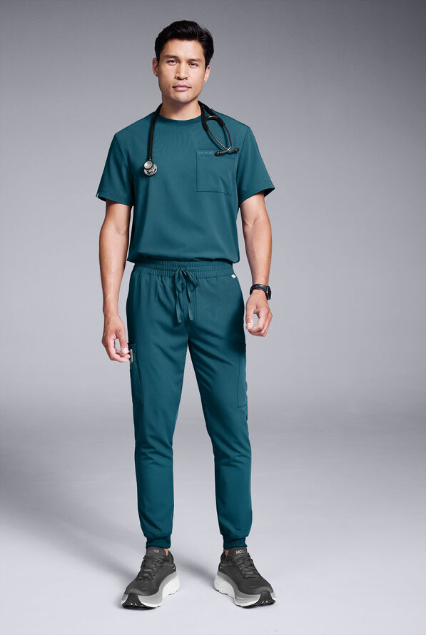 Camisa médica Hypothesis S-R Shift Ready con cuello redondeado y 1 bolsillo para hombre - Caribbean Blue - 2
