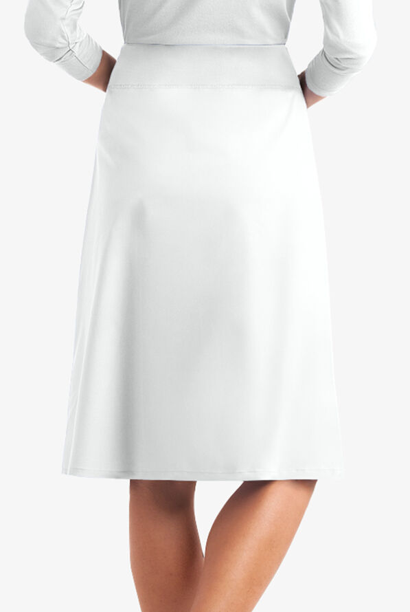Butter-Soft STRETCH Women's 2-Pocket Drawstring Scrub Skirt - White - 2