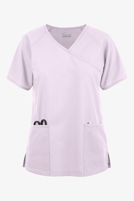 Butter-Soft Originals Women's 3-Pocket Mock Wrap Raglan Sleeve Scrub Top