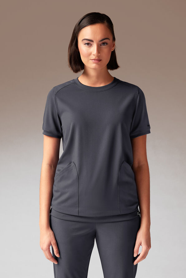 Blusa médica Hypothesis Kentica con cuello redondo y 4 bolsillos para mujer - Pewter - 1