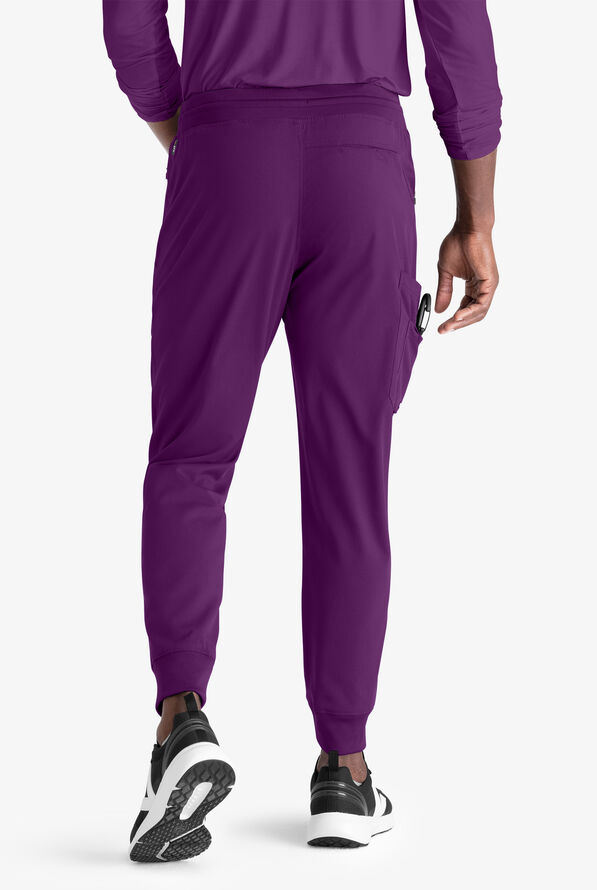 Grey's Anatomy by Barco Spandex STRETCH Murphy Men's 5-Pocket Cargo Jogger Scrub Pants - Eggplant - 3