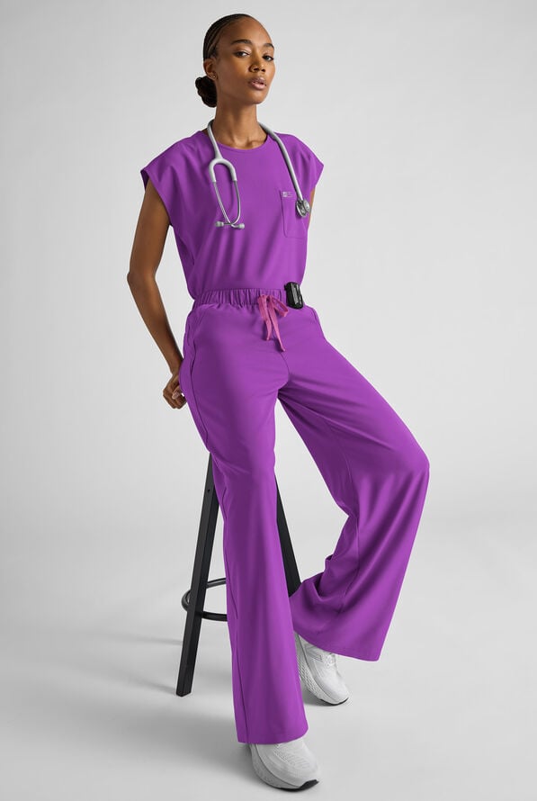 Easy STRETCH Gracie Women's Dolman Sleeve Crew Neck Scrub Top - Fresh Purple - 2