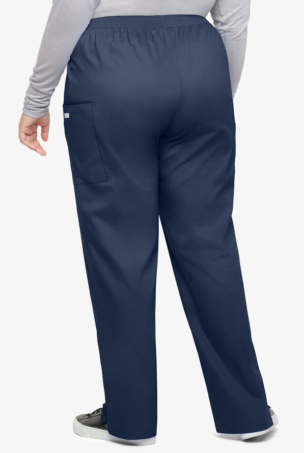 Butter-Soft STRETCH Women's 3-Pocket Plus Size Pull On Scrub Pants - Petite - Navy - 2